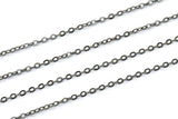 Gunmetal Chain, Cable Chain, 10 Meters - 33 Feet (1.5x2mm) Gunmetal Tone Brass Soldered Chain - Y007 Z029