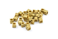 24 Raw Brass Industrial Square Tubes, Spacer Beads,end Tubes, Findings (6x6x6mm) A0748