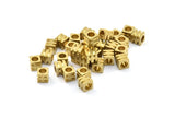 24 Raw Brass Industrial Square Tubes, Spacer Beads,end Tubes, Findings (6x6x6mm) A0748