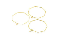 Brass Octagon Earring,1000 Raw Brass Wire Octagon Earring Charms, Pendants, Findings (28.5x0.7mm) E302