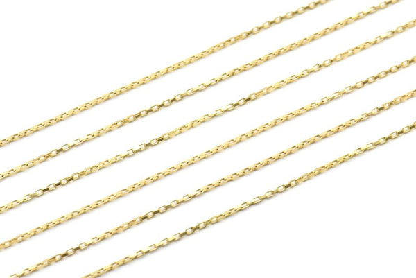 Brass Link Chain, 3 Meters Raw Brass Rectangle Chain (1.2mm) Z169