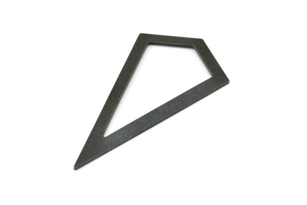 Black Triangle Pendant, 2 Oxidized Brass Black Triangle Pendants, Charms, Earrings (54x28.5x0.8mm) U150 S745