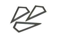 Black Triangle Pendant, 2 Oxidized Brass Black Triangle Pendants, Charms, Earrings (54x28.5x0.8mm) U150 S745