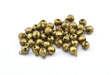 Brass Bell Charm, 100 Raw Brass Bell Bead Charms With 1 Loop (10.5x8mm) E084