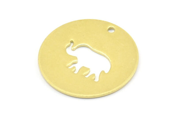 Brass Elephant Necklace, 6 Raw Brass Elephant Tags With 1 Hole, Findings, Charms (28x1mm) K150