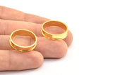 Gold Channel Ring, 3 Gold Plated Brass Channel Ring Setting (19mm) N0481 Q0115