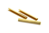 Ribbon Crimp End, 12 Raw Brass Ribbon Crimp Ends, Findings (45x6mm) D0535