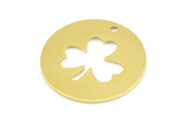 Brass Clover Necklace, 10 Raw Brass Clover Tags With 1 Hole, Findings, Charms (23x0.9mm) K629