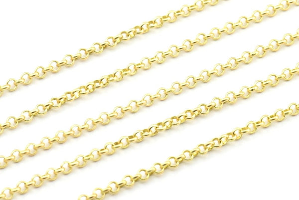 Brass Rolo Chain, 5 meters Raw Brass Soldered Rolo Chain (3mm) MB 8-19 RB 8-19