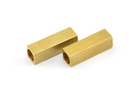 Rectangle Industrial Tube, 12 Raw Brass Rectangle Industrial Tubes, Findings (20x6mm) A0683