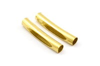 Curved Tube Beads - 24 Raw Brass Curved Tube Findings (29x4.8mm) A0723