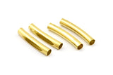 Curved Tube Beads - 24 Raw Brass Curved Tube Findings (29x4.8mm) A0723