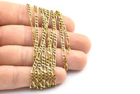 Soldered Figaro Chain, 3 Meters Faceted Raw Brass Soldered Figaro Chain (3mm) Fg3