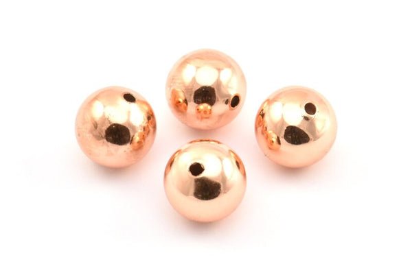 Rose Gold Ball Bead, 12 Rose Gold Lacquer Plated Brass Spacer Beads, Findings (12mm) Brsm2 - A0747 Q0298