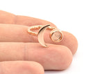 Rose Gold Ring Settings, 1 Rose Gold Plated Brass Moon And Planet Ring With 1 Stone Setting - Pad Size 6.2mm BS 1964 Q0120