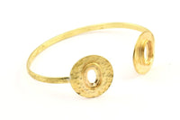 Brass Round Cuff, 1 Raw Brass Round Cuff Posts Setting With 1 Pads (22x3.5mm) TK1