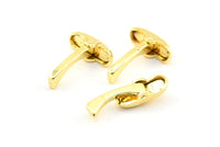 Gold Cufflink Finding, 6 Gold Lacquer Plated Brass Cufflink Blanks A0650