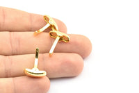 Gold Cufflink Finding, 6 Gold Lacquer Plated Brass Cufflink Blanks A0650