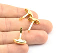 Gold Cufflink Finding, 6 Gold Lacquer Plated Brass Cufflink Blanks A0650