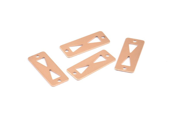 Bow Tie Connector, 12 Rose Gold Plated Brass Rectangle Tribal Charms, Pendant, Findings (20x8mm) Brs 160 A0302 Q0355