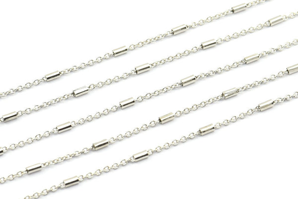 Silver Solder Chain, 5 Meters - 16.5 Feet Silver Tone Soldered Chain, Bar Chain (1.1x2mm) Z027