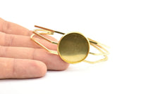 Brass Triple Bracelet, 1 Raw Brass Triple Bracelet 25mm Pad Size (68x17x1.5mm) R033