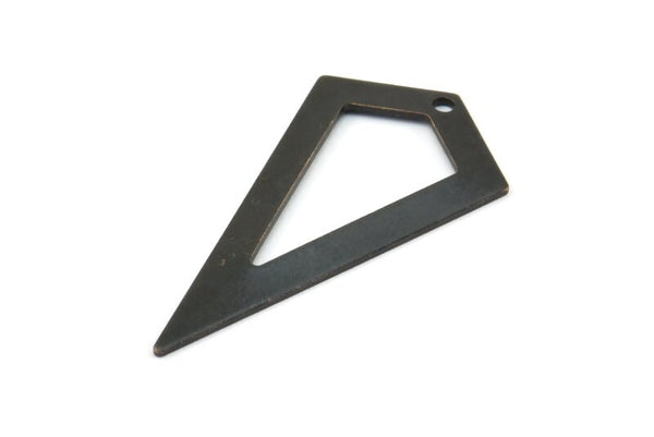 Black Triangle Pendant, 3 Oxidized Brass Black Triangle Pendants With 1 Hole, Charms, Earrings (38x20x0.8mm) U149 S749