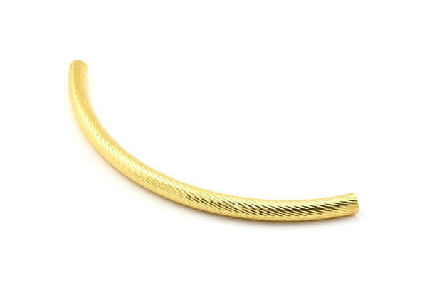 Gold Tube, 1 Gold Plated Brass Textured Curved Tubes (7x120mm) Bs 1632 Q0366