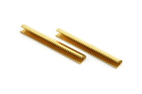 Ribbon Crimp End, 12 Raw Brass Ribbon Crimp Ends, Findings (45x6mm) D0535