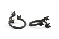 Claw Ring Setting - 2 Oxidized Brass Black 4 Claw Ring Blanks - Pad Size 4mm N0323