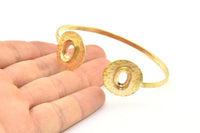 Brass Round Cuff, 1 Raw Brass Round Cuff Posts Setting With 1 Pads (22x3.5mm) TK1