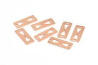 Bow Tie Choker, 12 Rose Gold Plated Brass Rectangle Tribal Charms, Pendant, Findings (20x8mm) Brs 160 A0302 Q0355