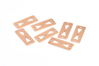 Bow Tie Connector, 12 Rose Gold Plated Brass Rectangle Tribal Charms, Pendant, Findings (20x8mm) Brs 160 A0302 Q0355