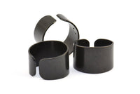 Ring Settings for Soldering - 6 Oxidized Brass Black Adjustable Smooth Ring Settings for Soldering (19mm) Mn53 S790