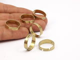 Brass Adjustable Ring - 24 Raw Brass Adjustable Rings - (19mm) Mn95