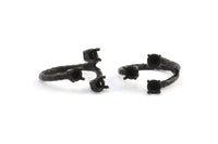 Claw Ring Setting - 2 Oxidized Brass Black 4 Claw Ring Blanks - Pad Size 4mm N0323