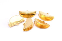 Half Moon Crimp, 6 Gold Plated Brass Ribbon Crimp End With 1 Loop, Findings (20x12mm) E145 Q0571