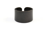 Ring Settings for Soldering - 6 Oxidized Brass Black Adjustable Smooth Ring Settings for Soldering (19mm) Mn53 S790