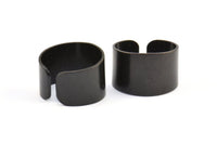 Ring Settings for Soldering - 6 Oxidized Brass Black Adjustable Smooth Ring Settings for Soldering (19mm) Mn53 S790