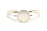 Silver Triple Bracelet, 1 Silver Tone Brass Triple Bracelet 25mm Pad Size (68x17x1.5mm) R033