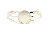 Silver Triple Bracelet, 1 Silver Tone Brass Triple Bracelet 25mm Pad Size (68x17x1.5mm) R033