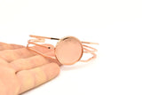 Rose Gold Triple Bracelet, 1 Rose Gold Plated Brass Triple Bracelet 25mm Pad Size (68x17x1.5mm) R033