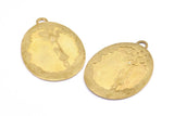 Balloon And Kid Charm, 1 Raw Brass Balloon And Kid Textured Oval Charms With 1 Loop, Blanks (42.5x31x1.2mm) E226