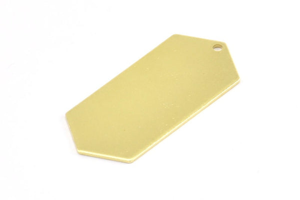 Brass Hexagon Blank, 12 Raw Brass Hexagon Stamping Blank Tag Charms With 1 Hole (36x16x0.80mm) Y068