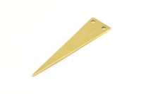 Long Triangle Charm, 10 Raw Brass Triangle Charm With 2 Holes, Pendants, Finding For Necklace, Bracelet (10x40x0.80mm) R085