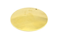 Huge Round Blank, 2 Raw Brass Convex Round Stamping Blanks With 1 Hole (52x0.80mm) B0092