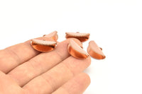 Half Moon Crimp, 6 Rose Gold Plated Brass Ribbon Crimp End With 1 Loop, Findings (20x12mm) E145 Q0571