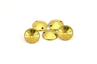 Brass Bead Cap, 50 Raw Brass Bead Caps with 2 Holes  (10mm) A0554