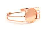 Rose Gold Triple Bracelet, 1 Rose Gold Plated Brass Triple Bracelet 25mm Pad Size (68x17x1.5mm) R033