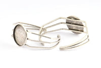 Silver Triple Bracelet, 1 Antique Silver Plated Brass Triple Bracelet 25mm Pad Size (68x17x1.5mm) R033